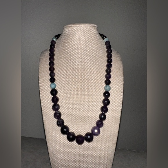 Amethyst & Turquoise bead necklace by Jay King - Picture 2 of 11